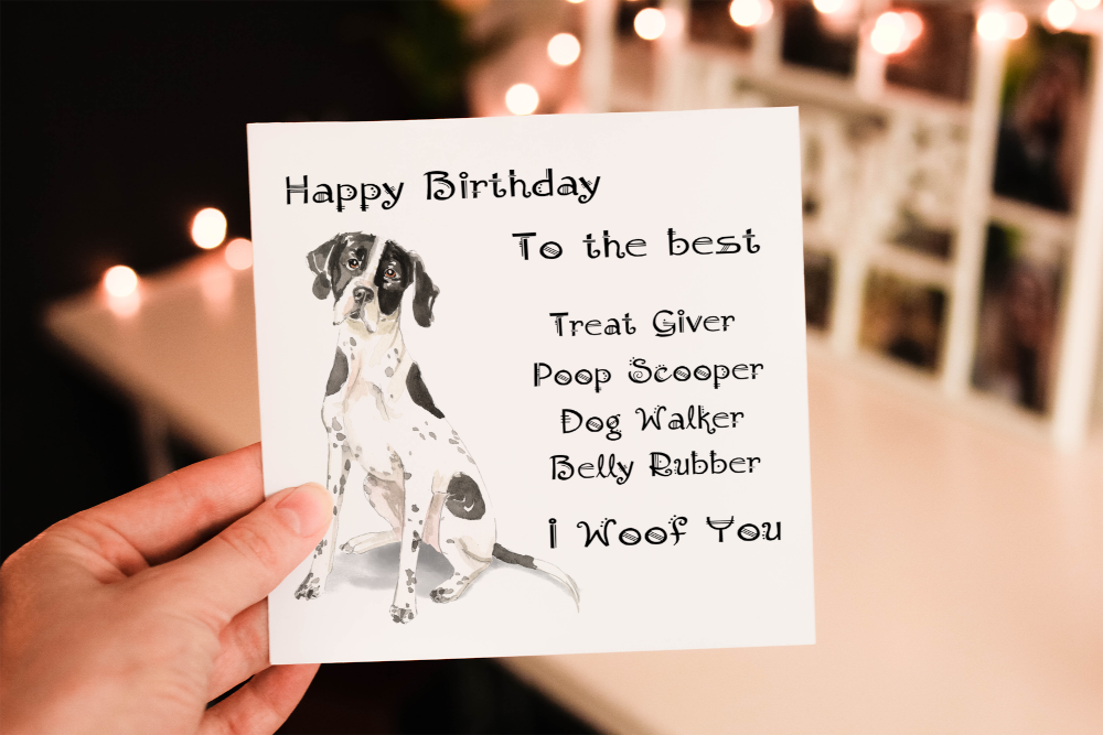 English Pointer Dog Birthday Card, Dog Birthday Card